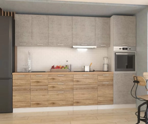 Кухонный прямой гарнитур арт.3 ЛОФТ, 3000 мм, Рустик натур/Бетон светлый в Тюмени - mebel-tymen.ru | фото