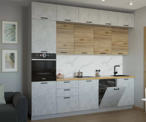 Кухонный прямой гарнитур арт.31 ЛОФТ, 3000 мм, Рустик натур/Бетон светлый в Тюмени - mebel-tymen.ru | фото