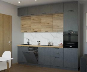 Кухонный прямой гарнитур арт.32 ЛОФТ, 3000 мм, Рустик соломенный/Бетон тёмный в Тюмени - mebel-tymen.ru | фото