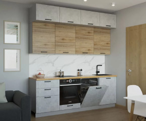 Кухонный прямой гарнитур арт.33 ЛОФТ, 2400 мм, Рустик натур/Бетон светлый в Тюмени - mebel-tymen.ru | фото