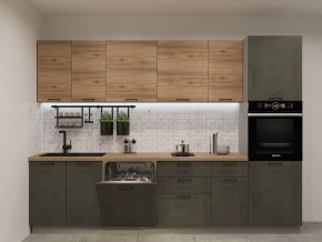 Кухонный прямой гарнитур арт.34 ЛОФТ, 3000 мм, Рустик натур/Бетон темный/Дуб Бунратти в Тюмени - mebel-tymen.ru | фото