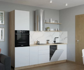 Кухонный прямой гарнитур арт.4, 2650 мм, Тальк/Дуб сонома в Тюмени - mebel-tymen.ru | фото