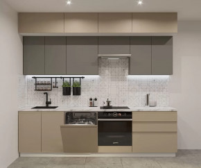 Кухонный прямой гарнитур арт.45, 2800 мм, Лайн/Обсидиан/Пикрит в Тюмени - mebel-tymen.ru | фото