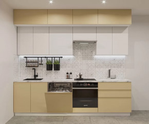 Кухонный прямой гарнитур арт.46, 2800 мм, Лайн/Стамбул/Тальк в Тюмени - mebel-tymen.ru | фото