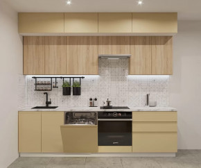 Кухонный прямой гарнитур арт.48, 2800 мм, Лайн/Стамбул/Дуб сонома в Тюмени - mebel-tymen.ru | фото