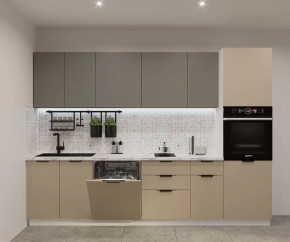 Кухонный прямой гарнитур арт.5, 3000 мм, Фаска/Обсидиан/Пикрит в Тюмени - mebel-tymen.ru | фото