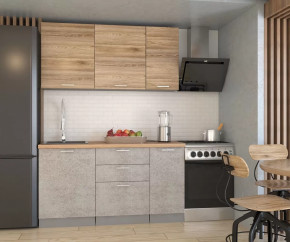 Кухонный прямой гарнитур арт.5 ЛОФТ, 1600 мм, Рустик соломенный/Бетон светлый в Тюмени - mebel-tymen.ru | фото