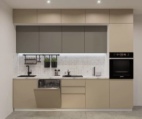 Кухонный прямой гарнитур арт.51, 3000 мм, Лайн/Пикрит/Обсидиан в Тюмени - mebel-tymen.ru | фото