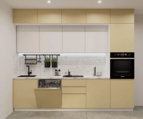 Кухонный прямой гарнитур арт.52, 3000 мм, Лайн/Стамбул/Тальк в Тюмени - mebel-tymen.ru | фото