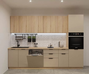 Кухонный прямой гарнитур арт.6, 3000 мм, Фаска/Дуб сонома/Пикрит в Тюмени - mebel-tymen.ru | фото