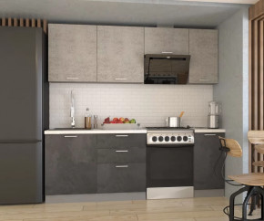 Кухонный прямой гарнитур арт.6 ЛОФТ, 2200 мм, Бетон светлый/Бетон тёмный в Тюмени - mebel-tymen.ru | фото