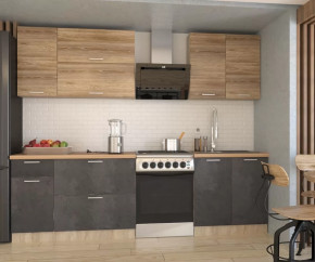 Кухонный прямой гарнитур арт.8 ЛОФТ, 2000 мм, Бетон тёмный/Рустик соломенный в Тюмени - mebel-tymen.ru | фото