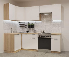 Кухонный угловой гарнитур арт.10, 1200x2400 мм, Фаска/Тальк в Тюмени - mebel-tymen.ru | фото