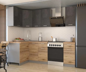 Кухонный угловой гарнитур арт.15 ЛОФТ,1200x1800 мм, Бетон тёмный/Рустик соломенный в Тюмени - mebel-tymen.ru | фото