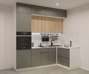 Кухонный угловой гарнитур арт.18, 2400x1400 мм, Лайн/Обсидиан/Дуб Сонома в Тюмени - mebel-tymen.ru | фото