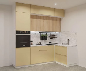 Кухонный угловой гарнитур арт.22, 2400x1400 мм, Лайн/Дуб сонома/Стамбул в Тюмени - mebel-tymen.ru | фото