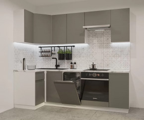 Кухонный угловой гарнитур арт.24, 1000x2450 мм, Лайн/Обсидиан в Тюмени - mebel-tymen.ru | фото