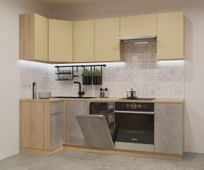 Кухонный угловой гарнитур арт.27, 1000x2450 мм, Лайн/Бетон светлый/Стамбул в Тюмени - mebel-tymen.ru | фото