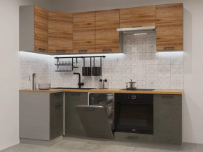 Кухонный угловой гарнитур арт.35 ЛОФТ, 1000x2450 мм, Рустик натур/Бетон темный/Дуб Бунратти в Тюмени - mebel-tymen.ru | фото