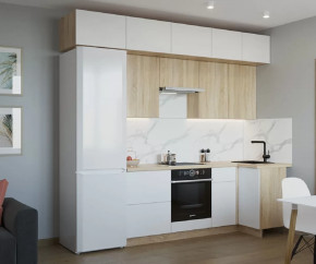 Кухонный угловой гарнитур арт.5, 2800x1000 мм, Тальк/Дуб сонома в Тюмени - mebel-tymen.ru | фото