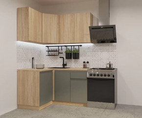 Кухонный угловой гарнитур арт.6, 1200x1400 мм, Лайн/Дуб сонома/Обсидиан в Тюмени - mebel-tymen.ru | фото