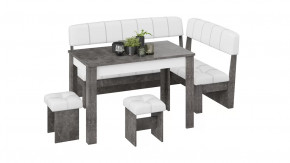 Кухонный уголок «Альфа» Ателье темный/Белый кожзам в Тюмени - mebel-tymen.ru | фото