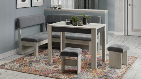 Кухонный уголок «Альфа» Дуб крафт белый/Антрацит/Велюр серый в Тюмени - mebel-tymen.ru | фото