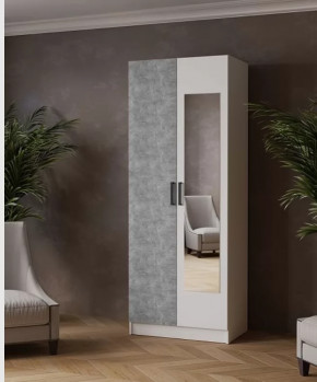 ЛАРС Шкаф комбинированный 0,8 с зеркалом (ш800*г510*в2100мм), ЛДСП Белый/Ателье светлое в Тюмени - mebel-tymen.ru | фото