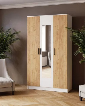 ЛАРС Шкаф комбинированный 1,2 с зеркалом (ш1200*г510*в2100мм), ЛДСП Белый/ ЛДСП Дуб крафт золотой в Тюмени - mebel-tymen.ru | фото