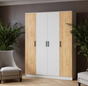 ЛАРС Шкаф комбинированный 1,6 без зеркал (ш1600*г510*в2100мм), ЛДСП Белый/Дуб крафт золотой в Тюмени - mebel-tymen.ru | фото