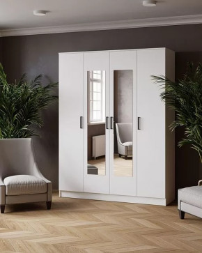 ЛАРС Шкаф комбинированный 1,6 с зеркалами (ш1600*г510*в2100мм), ЛДСП Белый в Тюмени - mebel-tymen.ru | фото