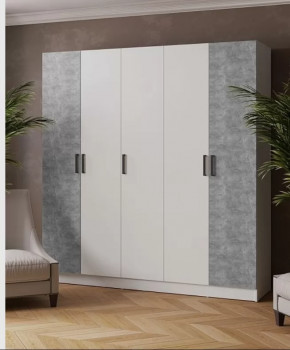 ЛАРС Шкаф комбинированный 2,0 без зеркала (ш2000*г510*в2100мм), ЛДСП Белый/Ателье светлое в Тюмени - mebel-tymen.ru | фото