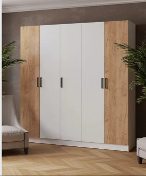 ЛАРС Шкаф комбинированный 2,0 без зеркала (ш2000*г510*в2100мм), ЛДСП Белый/Дуб крафт золотой в Тюмени - mebel-tymen.ru | фото