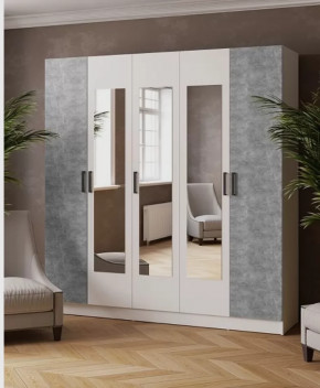 ЛАРС Шкаф комбинированный 2,0 с зеркалом (ш2000*г510*в2100мм), ЛДСП Белый/Ателье светлое в Тюмени - mebel-tymen.ru | фото