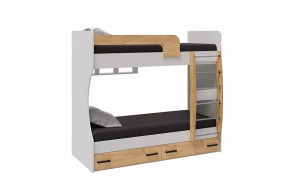 ЛЮЧИЯ Кровать двухъярусная с 2мя ящ.(с/м 800*1860мм), ЛДСП Белый/ЛДСП Дуб крафт золотой НАСТИЛ в Тюмени - mebel-tymen.ru | фото