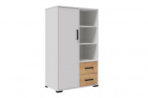 ЛЮЧИЯ Стеллаж книжный малый (ш804*г453*в1350мм), ЛДСП Белый/ЛДСП Белый- Дуб крафт золотой в Тюмени - mebel-tymen.ru | фото