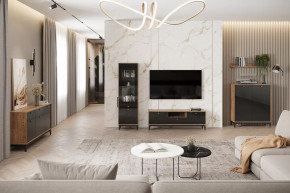 Модульная гостиная Brass Черный глянец НК-мебель в Тюмени - mebel-tymen.ru | фото