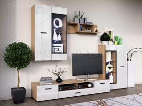 Модульная гостиная Нэнси New ЛДСП Белый глянец/Сонома в Тюмени - mebel-tymen.ru | фото