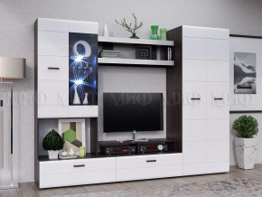 Модульная гостиная Нэнси New МДФ Белый глянец холодный-Венге в Тюмени - mebel-tymen.ru | фото