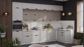 Модульная кухня «Гренада» Белый, Холст латте, Холст мокко в Тюмени - mebel-tymen.ru | фото