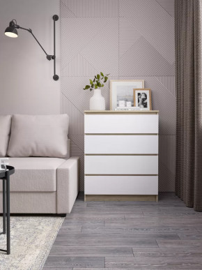 МОРИ МК 800.4 Комод 4ящ. (ш804*г404*в990мм), ЛДСП Сонома/ЛДСП Белый (МП/4) в Тюмени - mebel-tymen.ru | фото