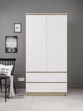 МОРИ МШ 900.1 Шкаф с 2мя дв и 2мя ящ. (ш904*г504*в1800мм), ЛДСП Сонома / Белый (МП/4) в Тюмени - mebel-tymen.ru | фото