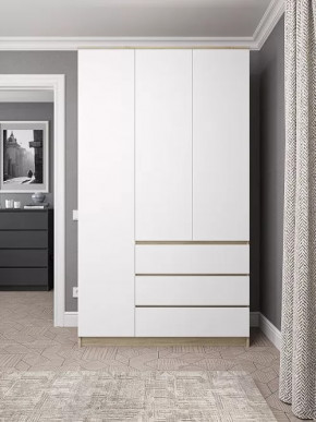 МОРИ МШ1200.1 Шкаф с 3мя дв и 3мя ящ. (ш1204*г504*в2100мм), ЛДСП Сонома / ЛДСП Белый (МП/4) в Тюмени - mebel-tymen.ru | фото