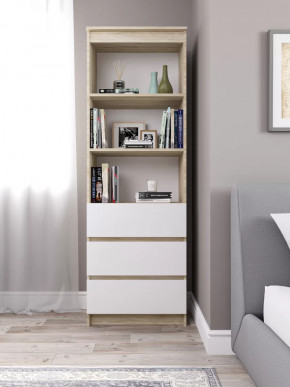 МОРИ МСТ600.3 Стеллаж с 3мя ящ. (ш604*г354*в1800мм), ЛДСП Сонома / ЛДСП Белый МП/4 в Тюмени - mebel-tymen.ru | фото