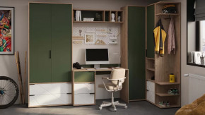 Набор детской мебели «Лео» №4 Гикори джексон/Белый матовый/Дымчатый зеленый в Тюмени - mebel-tymen.ru | фото