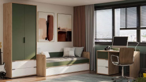 Набор детской мебели «Лео» стандартный Гикори джексон/Белый матовый/Дымчатый зеленый в Тюмени - mebel-tymen.ru | фото