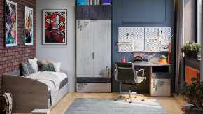 Набор детской мебели «Оксфорд-2» стандартный Матера, Дуб крафт белый с рисунком в Тюмени - mebel-tymen.ru | фото