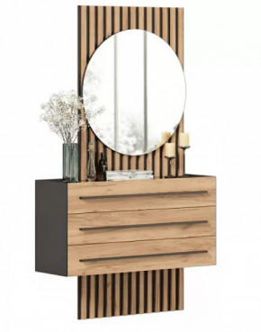 Неаполь ЛД.134100.000 Тумба с зеркалом левая (Черный/Дуб Золотой) в Тюмени - mebel-tymen.ru | фото