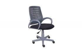 Кресло Ирис пластик серый-сетка серая/ткань NEO-26 (флок) серая (подл.пластик серый)/осн.пластик серый в Тюмени - mebel-tymen.ru | фото