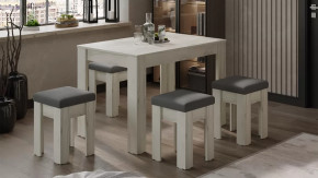 Обеденная группа «Ганновер» Дуб крафт белый, Микровелюр Linea Grande 83/Connect 83 (серый) в Тюмени - mebel-tymen.ru | фото